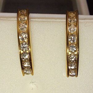 Diamond Earrings set in Gold  1/2 inch length  Christmas Special